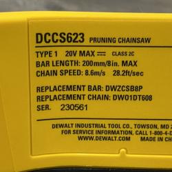 AS-IS DEWALT 20V MAX 8 in. Brushless Cordless Battery Powered Pruning Chainsaw (Tool Only)