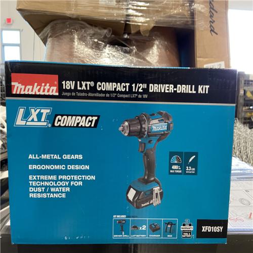 NEW! - Makita 1.5 Ah 18V LXT Lithium-Ion Compact Cordless 1/2 in. Variable Speed Driver Drill Kit with Tool Bag