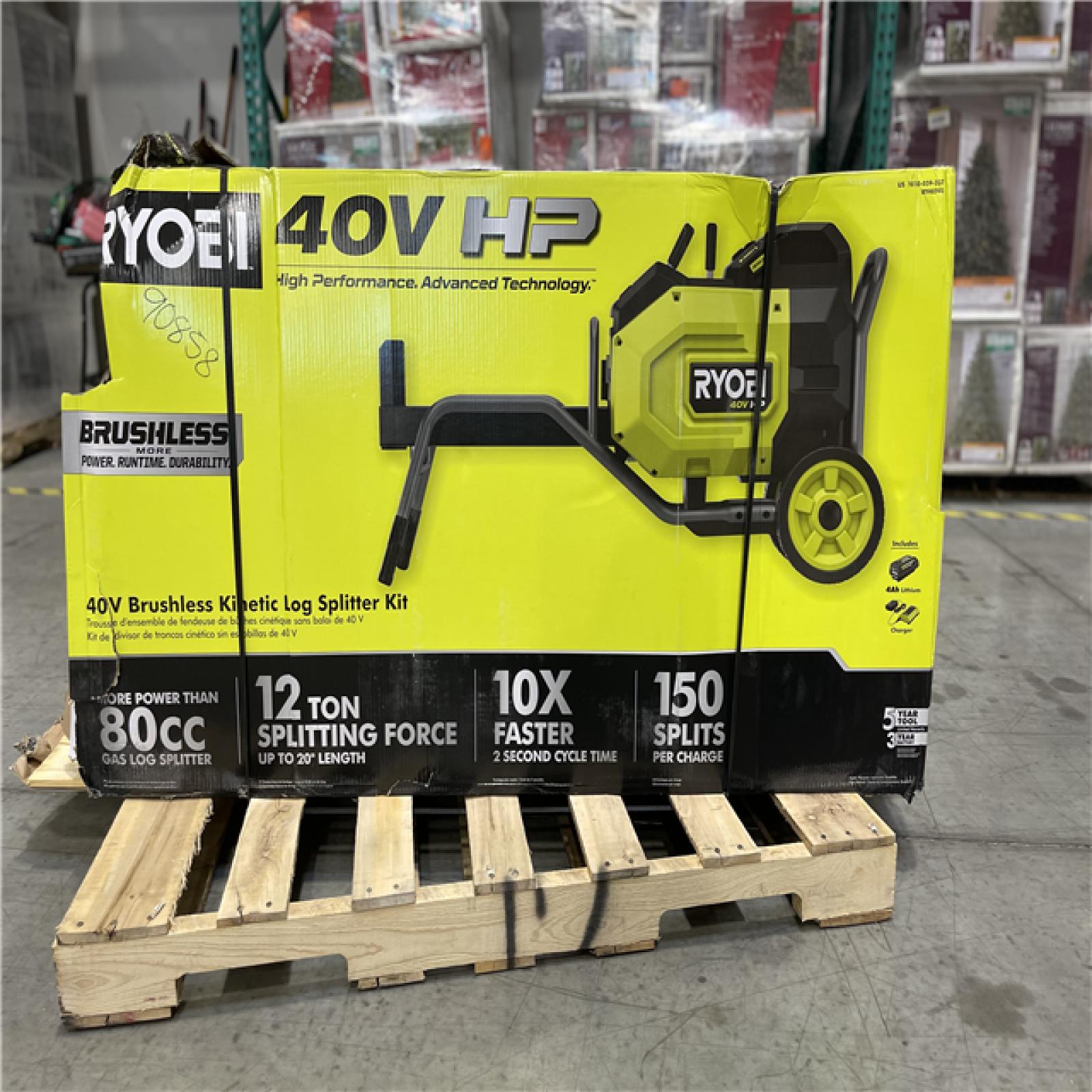 DALLAS LOCATION- RYOBY 40V HP Brushless 12-Ton Kinetic Battery Electric Log Splitter