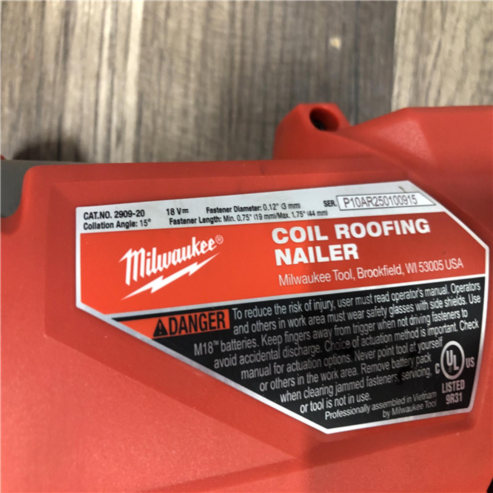 AS-IS Milwaukee  FUEL 18-Volt Lithium-Ion Brushless Cordless Coil Roofing Nailer (Tool Only)