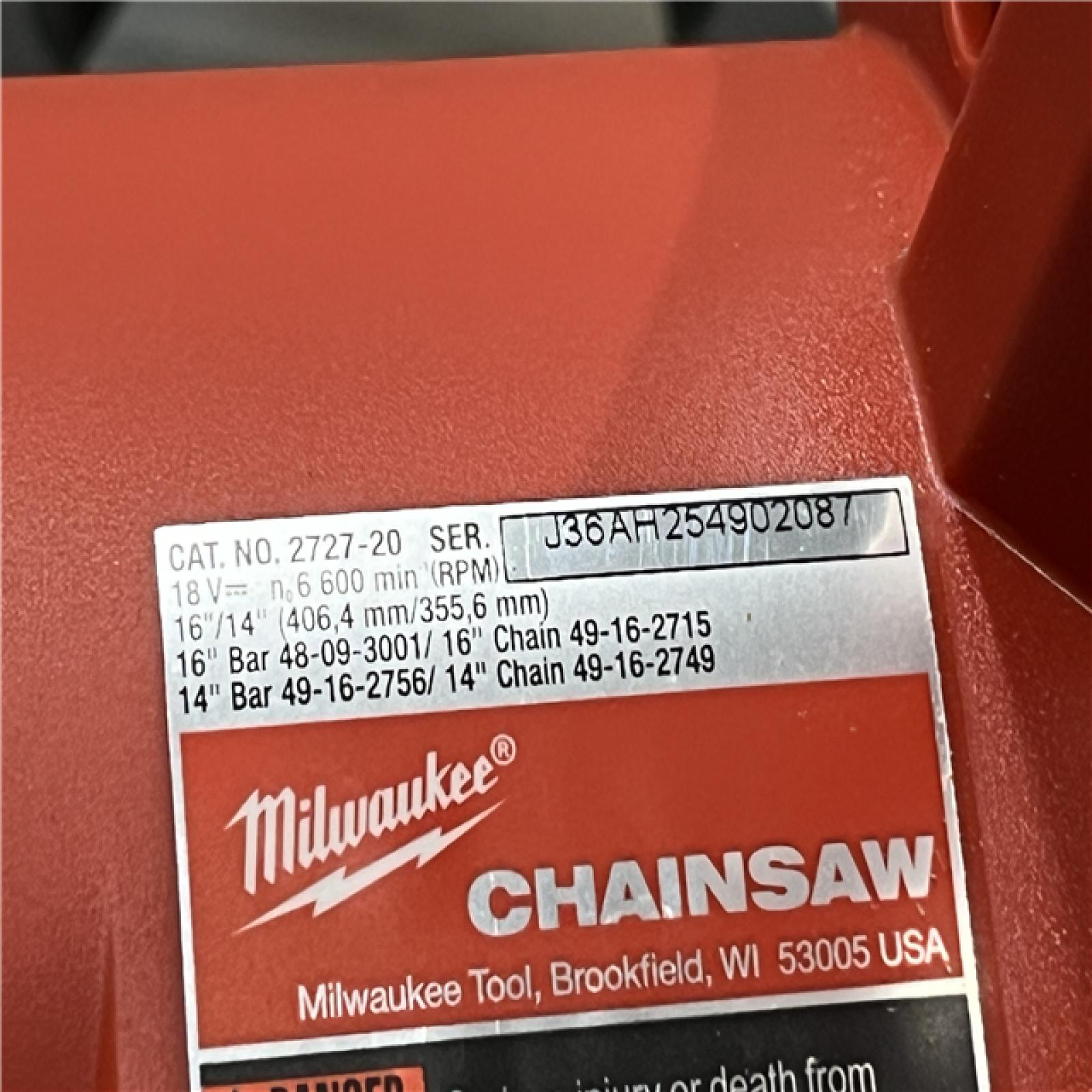 AS-IS Milwaukee FUEL 16 in. 18V Lithium-Ion Brushless Battery Chainsaw (Tool-Only)