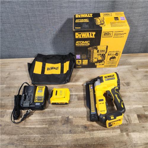 HOUSTON LOCATION - AS-IS DEWALT ATOMIC 20V MAX Lithium Ion Cordless 23 Gauge Pin Nailer Kit with 2.0Ah Battery and Charger
