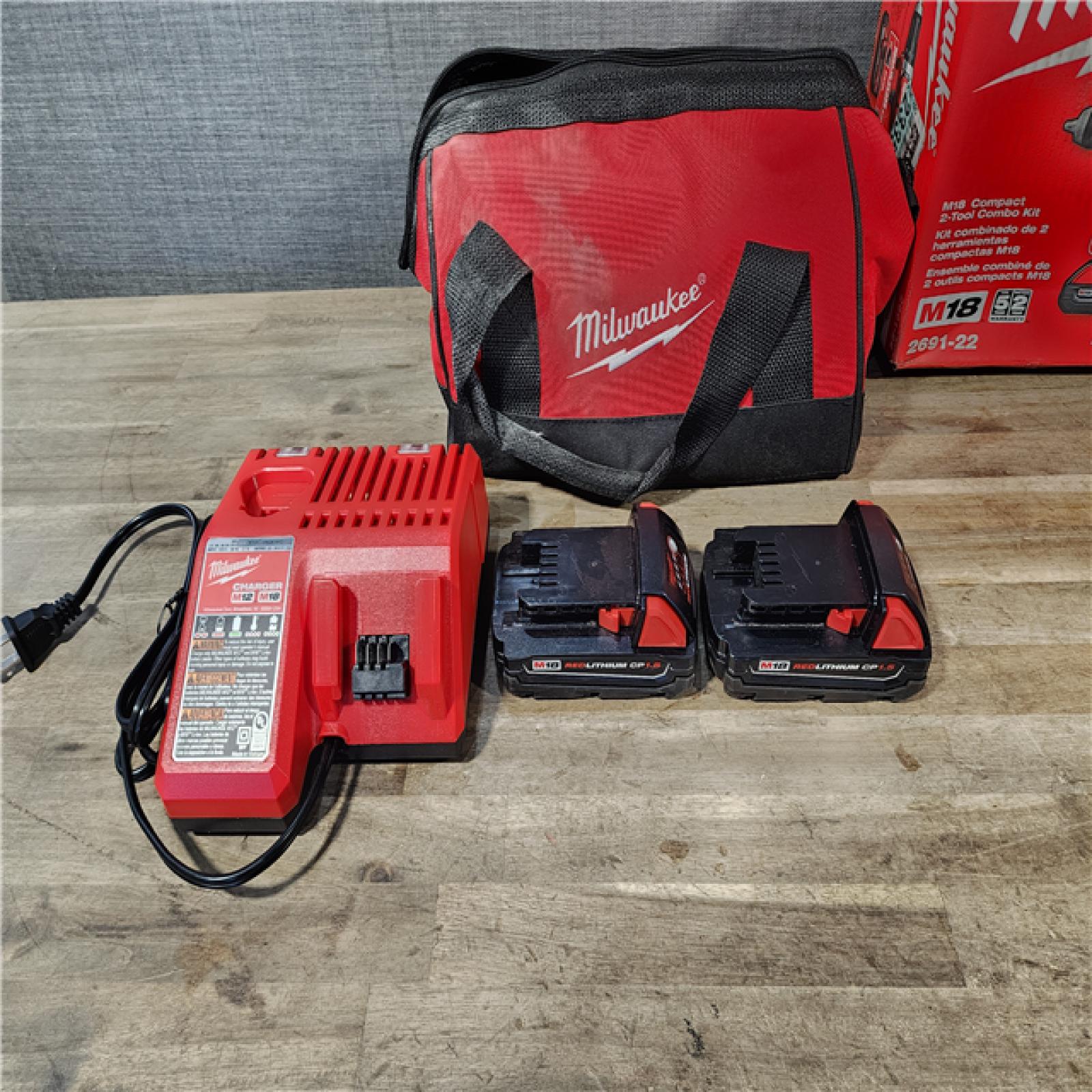 HOUSTON LOCATION - AS-IS Milwaukee 18V Cordless Brushed 2-Tool Drill/Driver and Impact Driver Kit