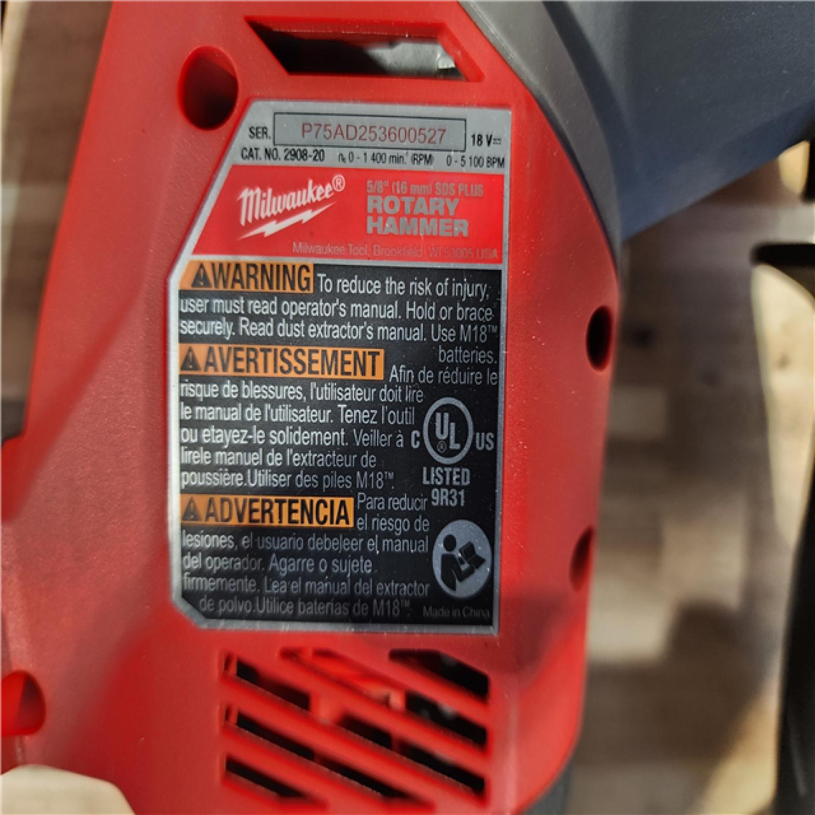 HOUSTON LOCATION - AS-IS Milwaukee  FUEL 18V Lithium-Ion Brushless Cordless 5/8 in. SDS-Plus Rotary Hammer (Tool-Only)