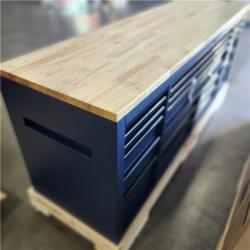 DALLAS LOCATION-  Husky Tool Storage Heavy Duty 84 in. W x 24 in. D Matte Blue Mobile Workbench Cabinet