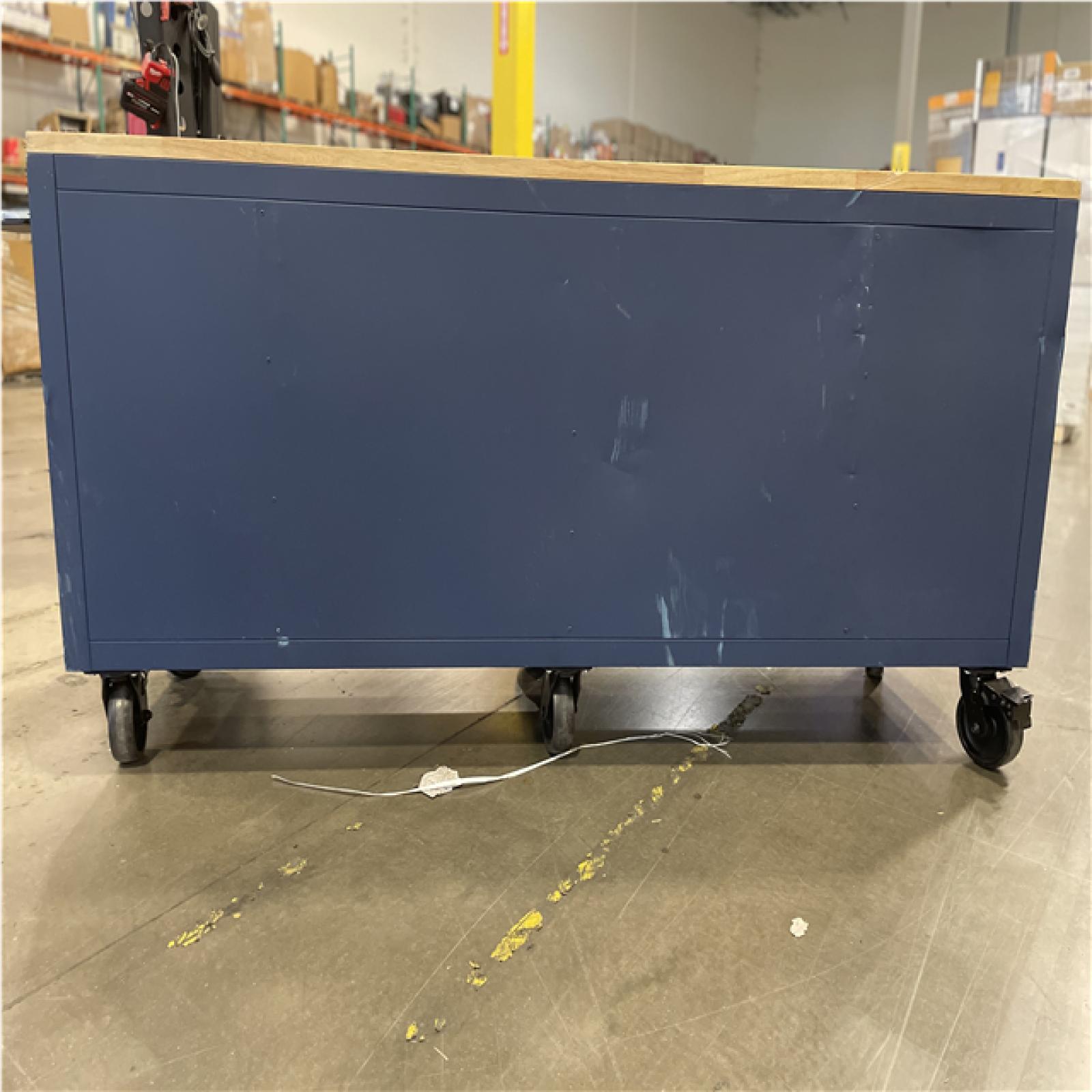 DALLAS LOCATION- AS-IS Husky Tool Storage Heavy Duty 84 in. W x 24 in. D Matte Blue Mobile Workbench Cabinet