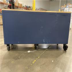 DALLAS LOCATION- AS-IS Husky Tool Storage Heavy Duty 84 in. W x 24 in. D Matte Blue Mobile Workbench Cabinet