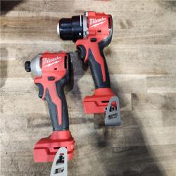 HOUSTON LOCATION - AS-IS Milwaukee M18 18V Lithium-Ion Brushless Cordless Compact Drill/Impact Combo Kit (2-Tool) W/(2) 2.0 Ah Batteries  Charger & Bag