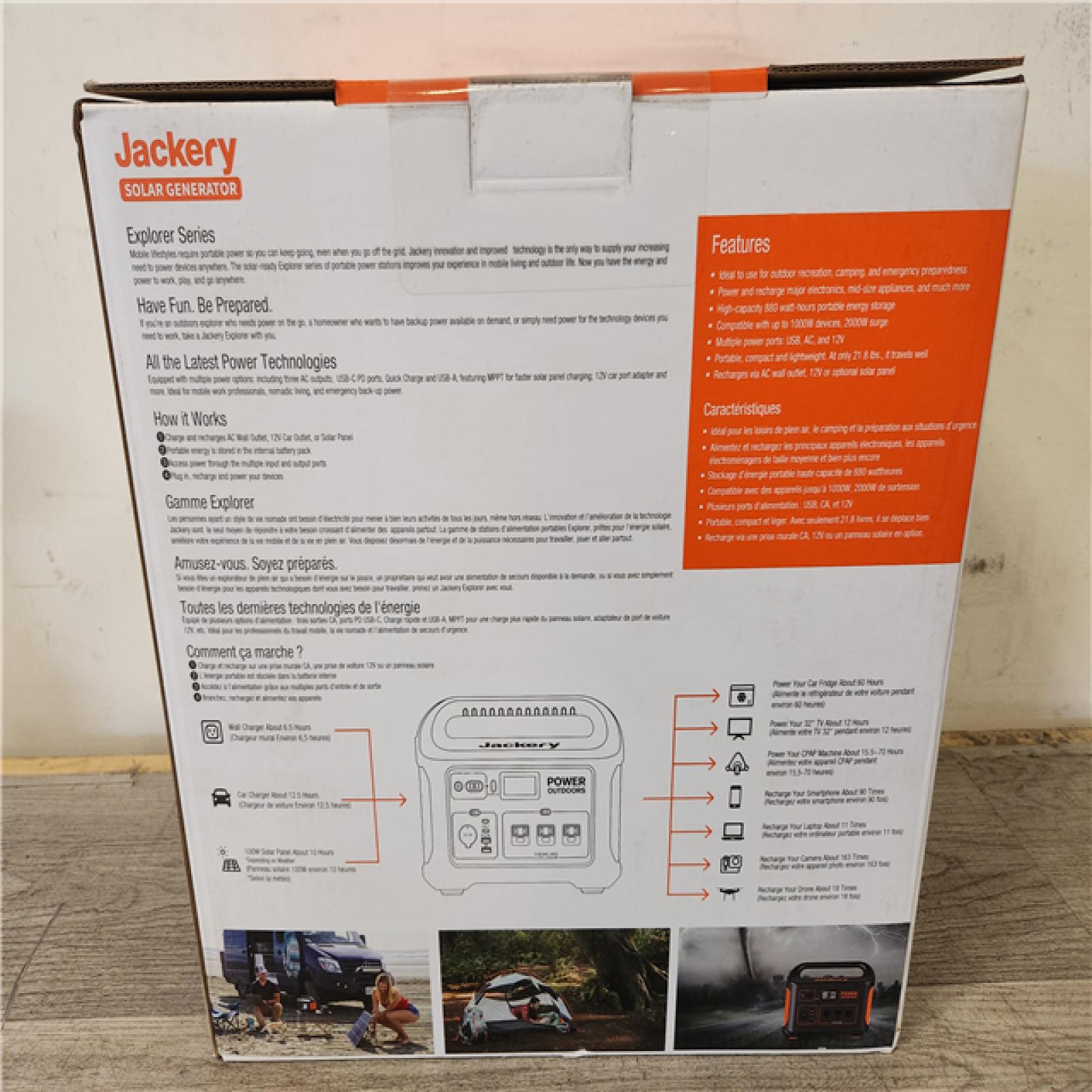Phoenix Location NEW Jackery 1000-Watt Output/2000W Peak Portable Solar Power Station Explorer 880 Push Start Battery Generator for Outdoors/Camping (SEALED)