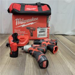 AS-IS Milwaukee    M12 12V Lithium-Ion Cordless Drill Driver/Impact Driver Combo Kit with Two 1.5Ah Batteries, Charger and Bag (2-Tool)
