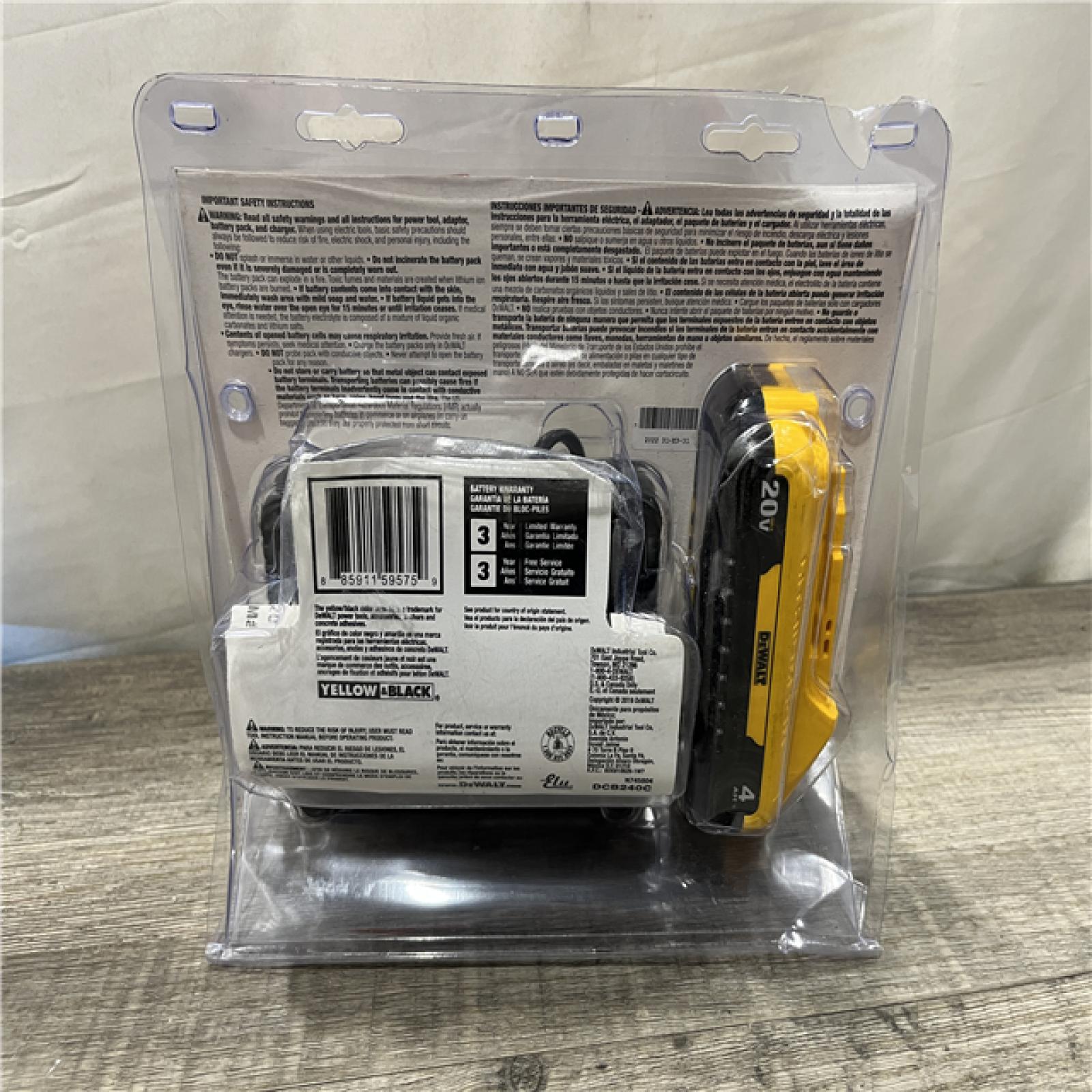 NEW - DEWALT 20-Volt MAX Lithium-Ion 4.0Ah Battery with 12-Volt to 20-Volt MAX Charger