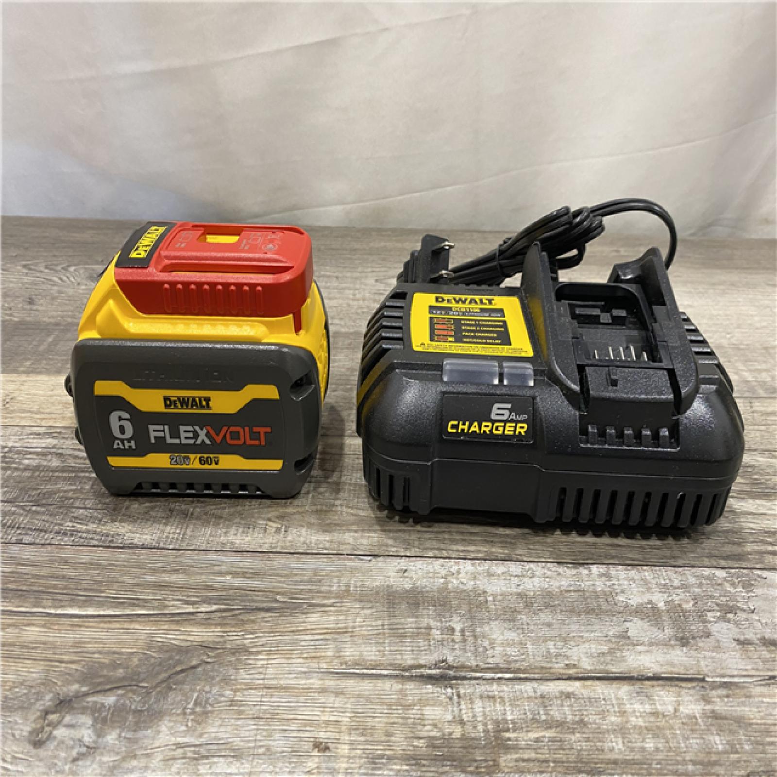 AS-IS DEWALT FLEXVOLT 20V/60V MAX Lithium-Ion 6.0Ah Battery Pack with 6 Amp Output Charger