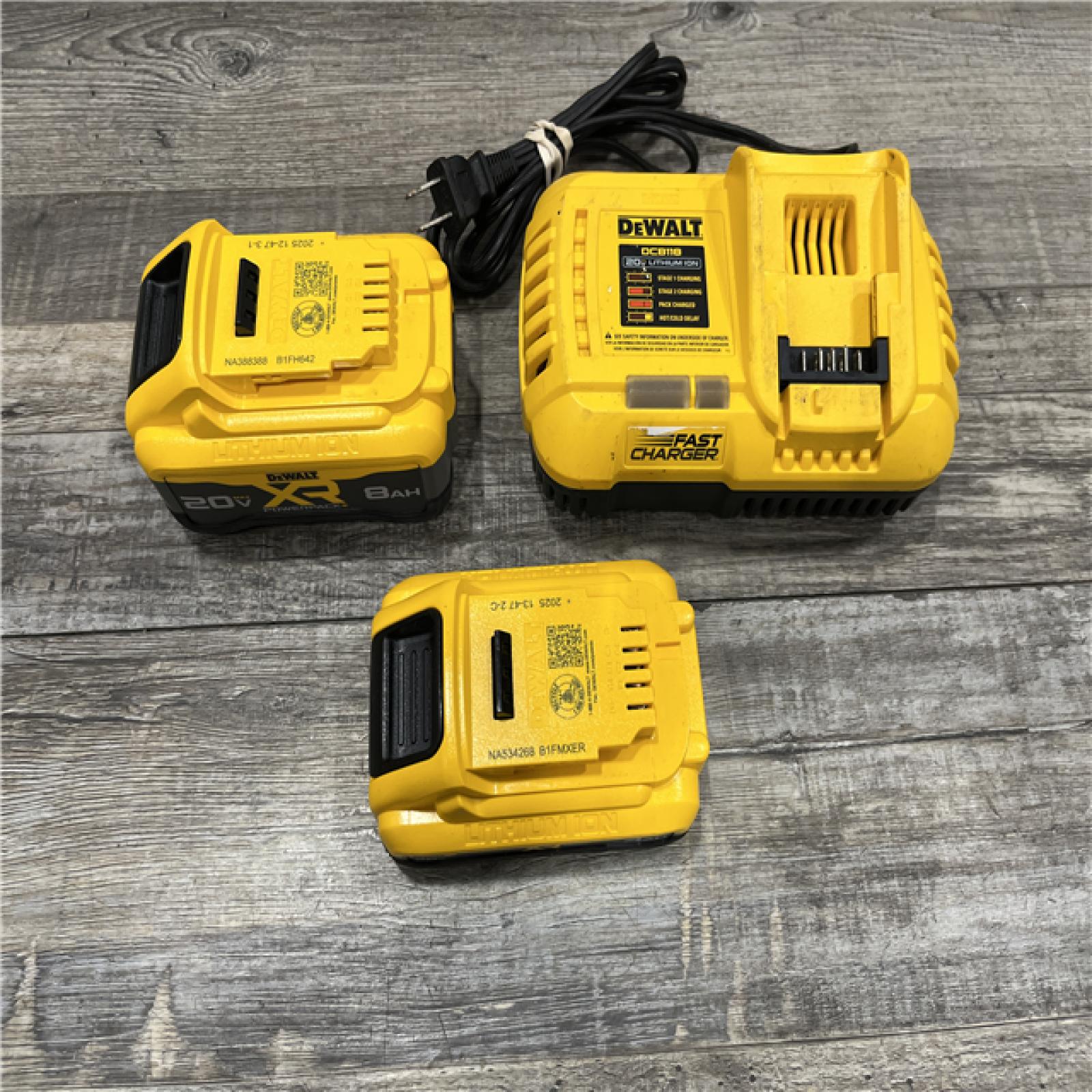 AS-IS DEWALT 20V XR Lithium-Ion Starter Pack with 8.0 Ah and 4.0 Ah Battery Packs and Charger