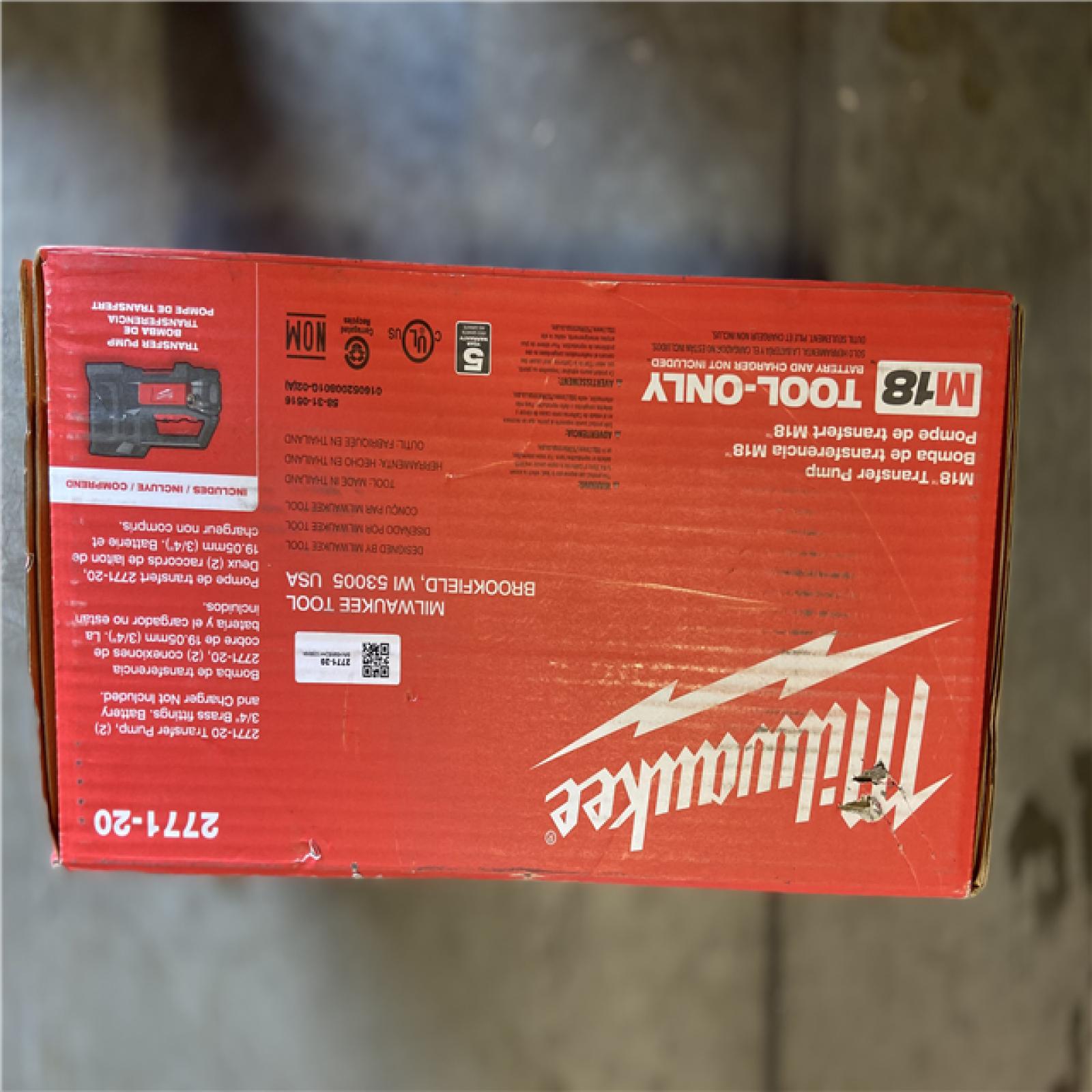 NEW - Milwaukee M18 18-Volt 1/4 HP Lithium-Ion Cordless Transfer Pump (Tool Only)
