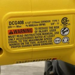 AS-IS DEWALT 20V MAX Cordless Brushless 4-1/2 in. Angle Grinder with Paddle Switch (Tool Only)