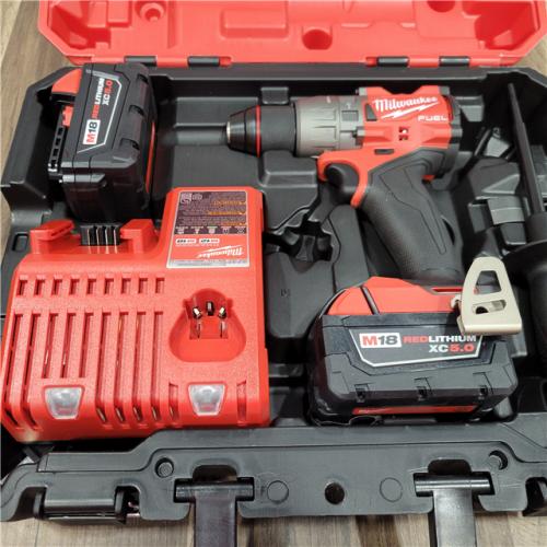AS-IS  Milwaukee 2904-22 Hammer Drill Driver Kit with Batteries  Charger & Tool Case  Red