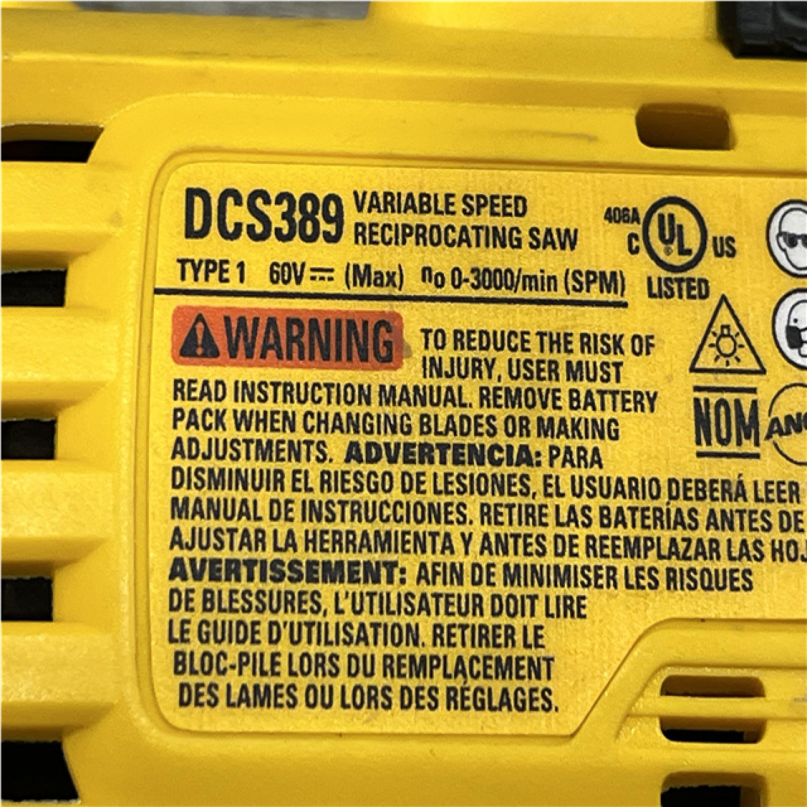 AS-IS DEWALT FLEXVOLT 60V MAX Cordless Brushless Reciprocating Saw (Tool Only)