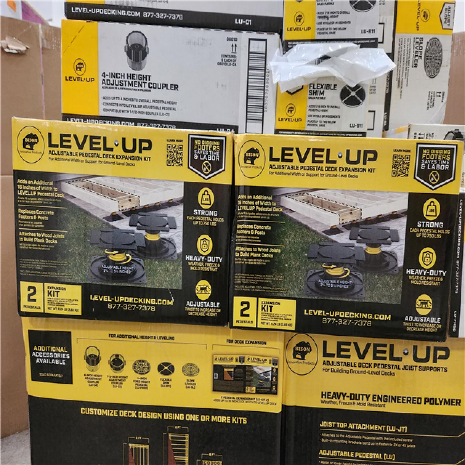 Phoenix AS-IS Mixed Bison Innovative Products Level.Up Adjustable Deck Pedestal Joist Support Kit and Coupler