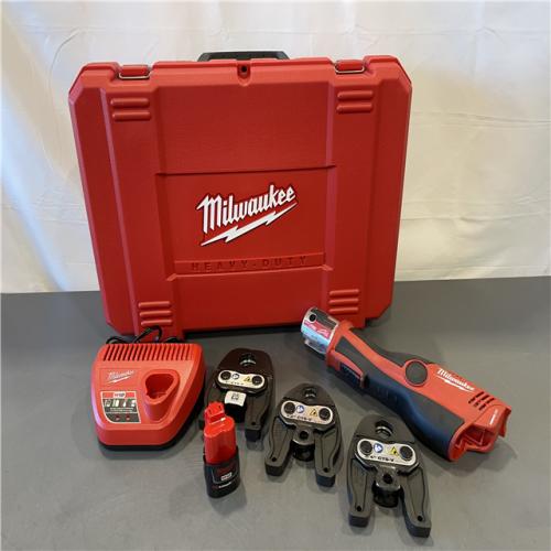AS-IS - MILWAUKEE 12-Volt Lithium-Ion Force Logic Cordless Press Tool Kit (3 Jaws Included) with One 1.5 Ah Battery and Hard Case
