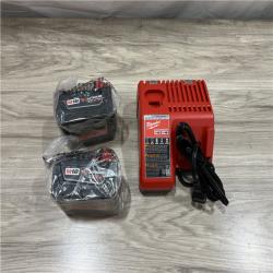 AS-IS Milwaukee M18 REDLITHIUM XC5.0 Battery Starter Kit â€“ (2) 5.0Ah Batteries & M18/M12 Charger  2.5X Runtime  REDLINK Intelligence  Cold Weather Perform