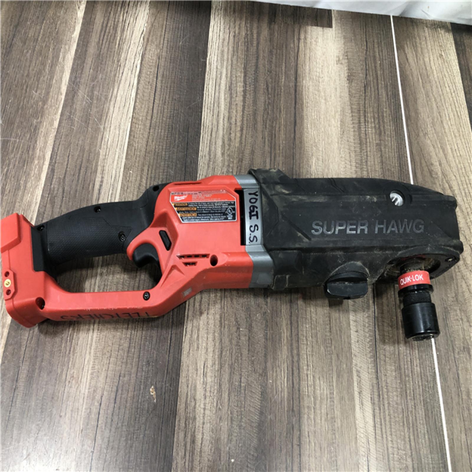 AS-IS Milwaukee FUEL 18V Lithium-Ion Brushless Cordless GEN 2 SUPER HAWG 7/16 in. Right Angle Drill (Tool-Only)