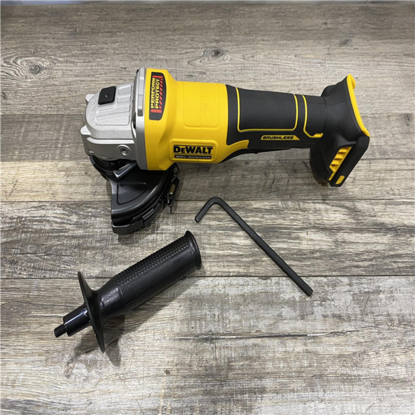 AS-IS DEWALT 20V MAX Cordless Brushless 4-1/2 in. Angle Grinder with Paddle Switch (Tool Only)