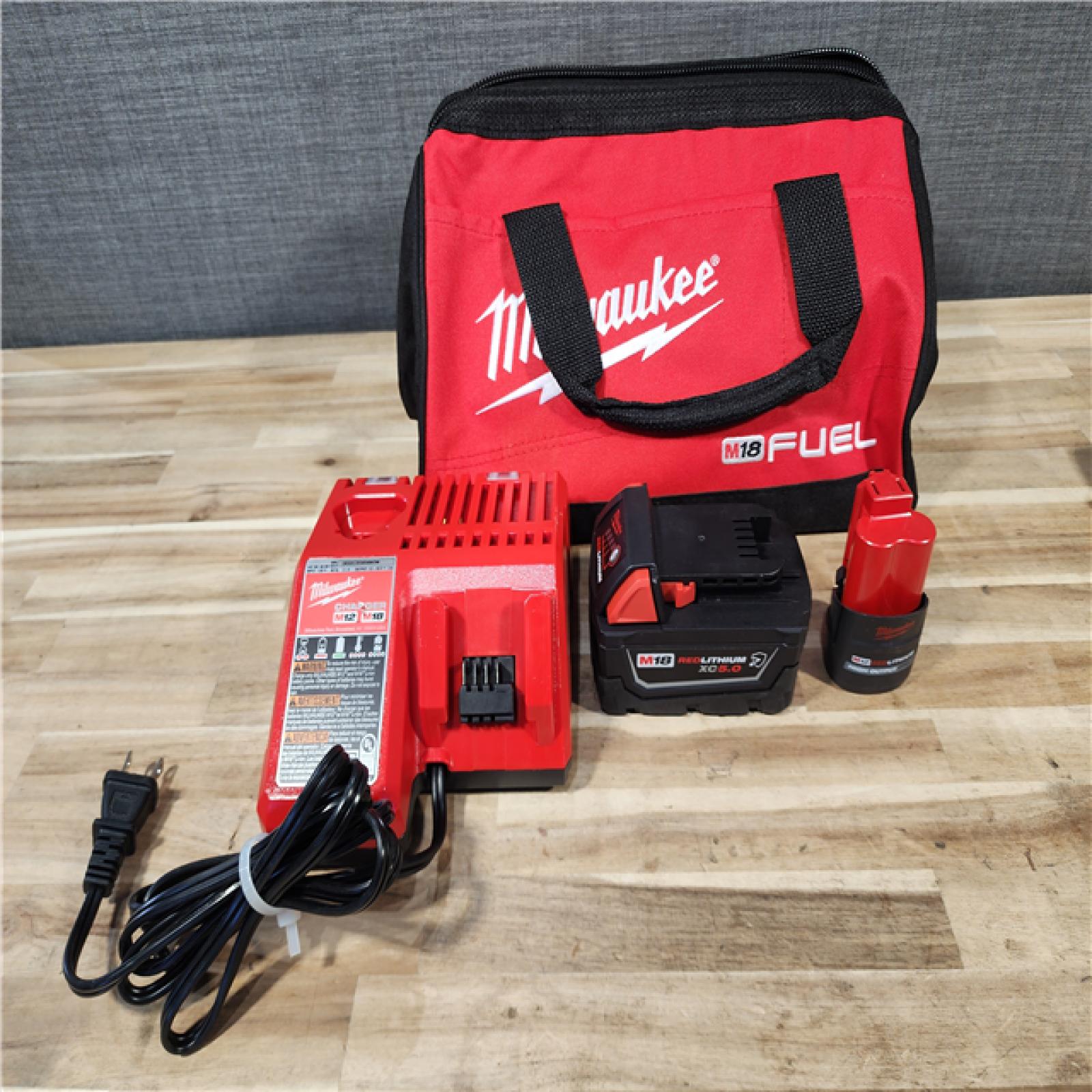 HOUSTON LOCATION - AS-IS Milwaukee FUEL 18V Cordless Mid Torque 1/2 in. Impact Wrench w/ M12 FUEL 3/8 in. Ratchet & Battery/Charger Combo Kit