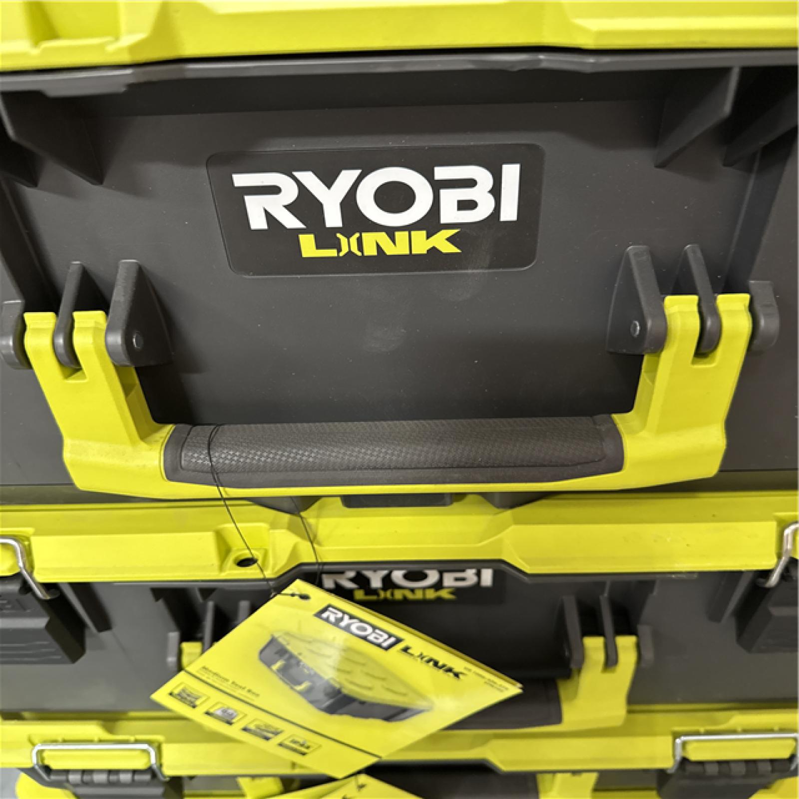 California AS-IS Ryobi Link Tool Boxes  Includes (1) Rolling Tool Box  (2) Medium Tool Boxes and (2) Standard Tool Boxes; Appears in Excellent Condition (No Tools)