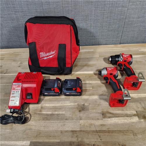 HOUSTON LOCATION - AS-IS M18 18V Lithium-Ion Brushless Cordless Compact Drill/Impact Combo Kit (2-Tool) W/(2) 2.0 Ah Batteries, Charger & Bag