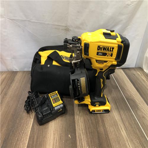 AS-IS DEWALT 20V MAX Lithium-Ion 15-Degree Electric Cordless Roofing Nailer Kit
