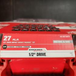 Phoenix NEW Milwaukee SHOCKWAVE Impact-Duty 1/2 in. Drive Metric and SAE Standard Impact PACKOUT Socket Set (27-Piece)