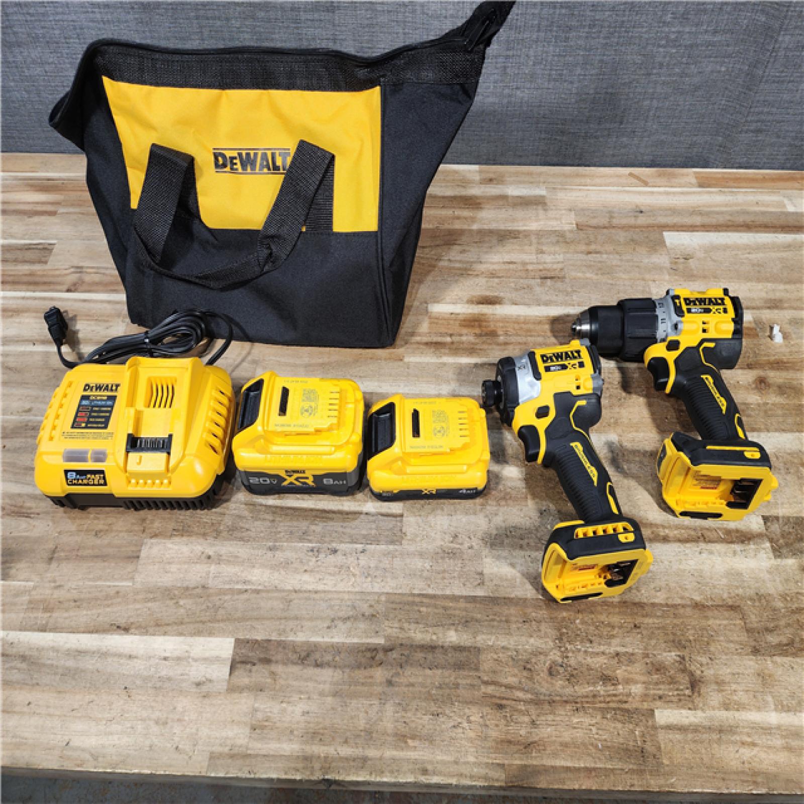 HOUSTON LOCATION - AS - IS DEWALT 20V Lithium-Ion Cordless 2-Tool Combo Kit with 8 Ah Battery  4 Ah Battery and Charger