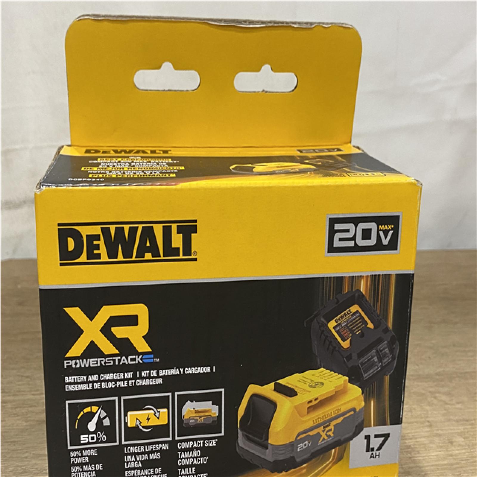 NEW DEWALT 20V MAX XR POWERSTACK Lithium-Ion Battery Starter Kit with 1.7Ah Battery and Charger