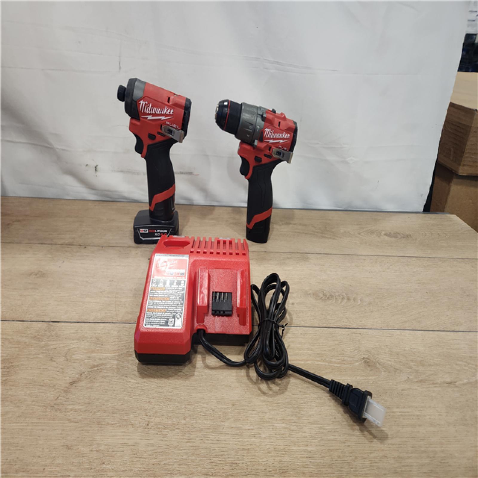 AS-IS- Milwaukee FUEL 12-Volt Lithium-Ion Brushless Cordless Hammer Drill and Impact Driver Combo Kit