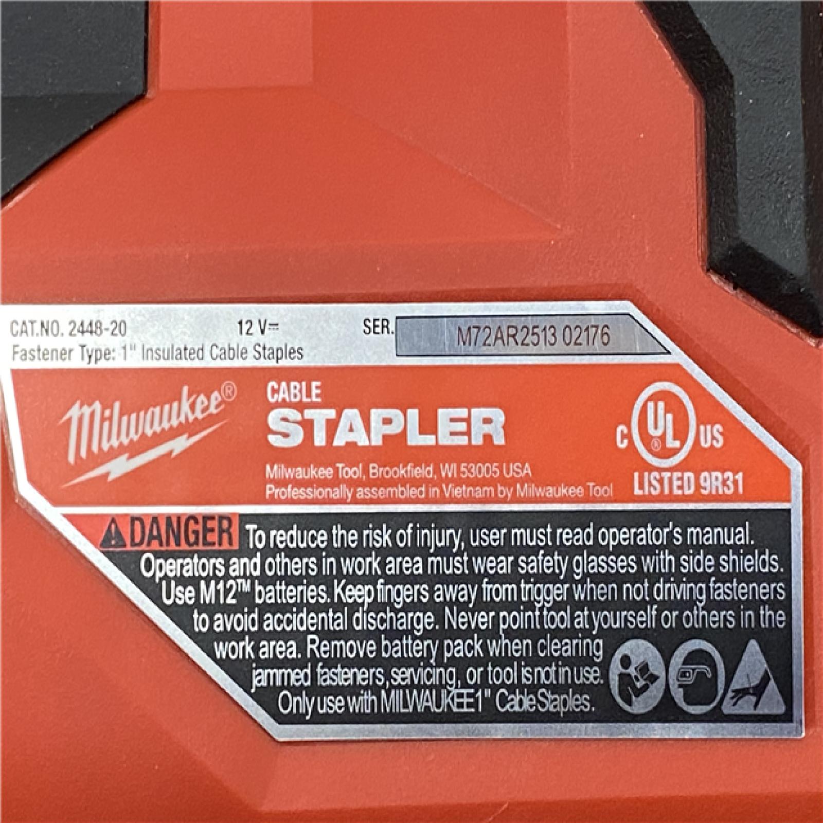 AS-IS Milwaukee 12-Volt Lithium-Ion Cordless Cable Stapler (Tool-Only)