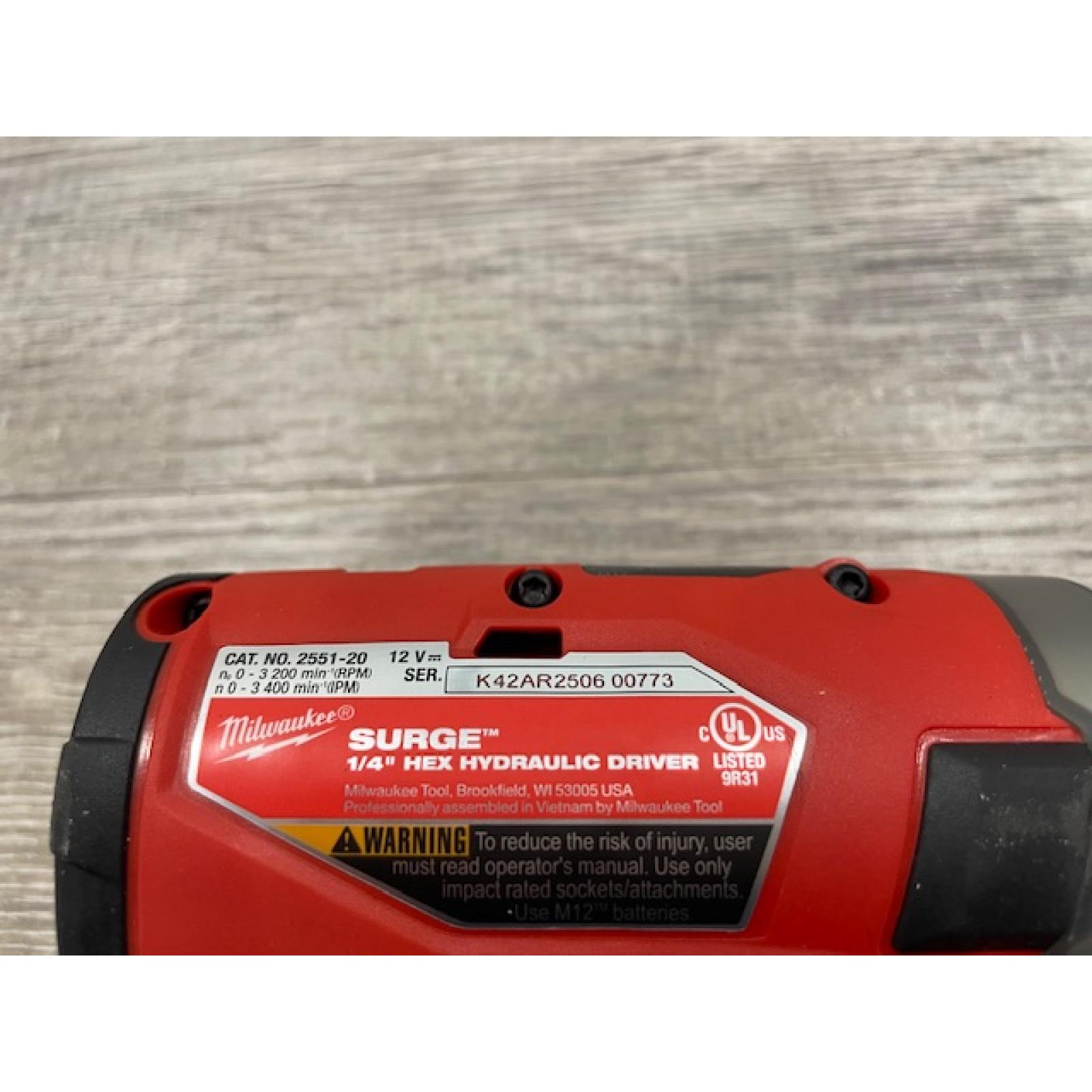 AS-IS Milwaukee FUEL SURGE 12V Lithium-Ion Brushless Cordless 1/4 in. Hex Impact Driver Compact Kit
