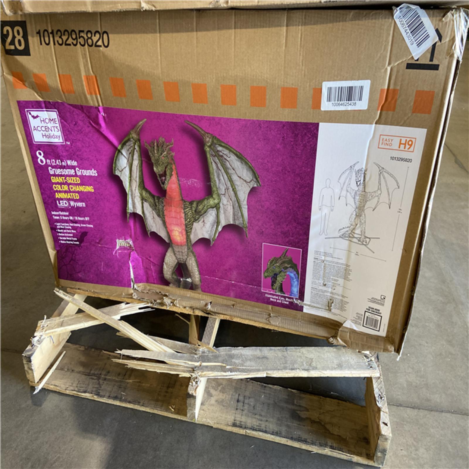 DALLAS LOCATION - Home Accents Holiday 8 ft. Wide Gruesome Grounds Giant-Sized Color Changing Animated LED Wyvern H9
