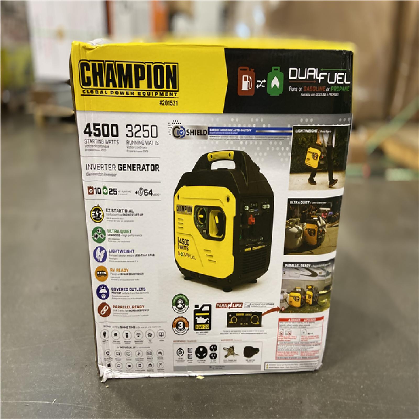 DALLAS LOCATION - Champion 201531 - 3250/4500W Dual Fuel Inverter Generator