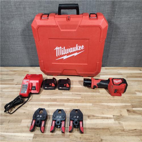 HOUSTON LOCATION - AS-IS Milwaukee 18V Lithium-Ion Cordless Short Throw Press Tool with 3 PEX Crimp Jaws Kit