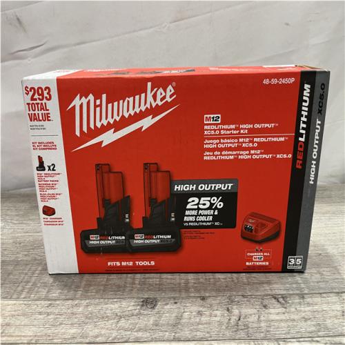 NEW - Milwaukee 12V Lithium-Ion XC High Output 5.0 Ah Battery Pack (2-Pack) Starter Kit with Charger