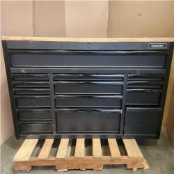 Phoenix LIKE NEW Husky Heavy Duty 61 in. W x 22 in. D 15-Drawer Matte Black Mobile Workbench Cabinet with Solid Wood Top