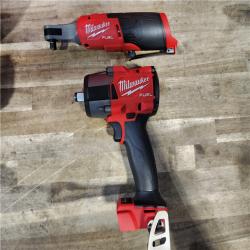 HOUSTON LOCATION - AS-IS (APPEARS LIKE NEW) M18 FUEL 18V Cordless Mid Torque 1/2 in. Impact Wrench W/ M12 FUEL 3/8 in. Ratchet & Battery/Charger Combo Kit