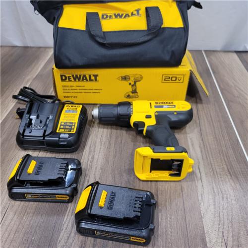 GOOD DEWALT 20V MAX Cordless 1/2 in. Drill/Driver, (2) 20V 1.3Ah Batteries, Charger and Bag
