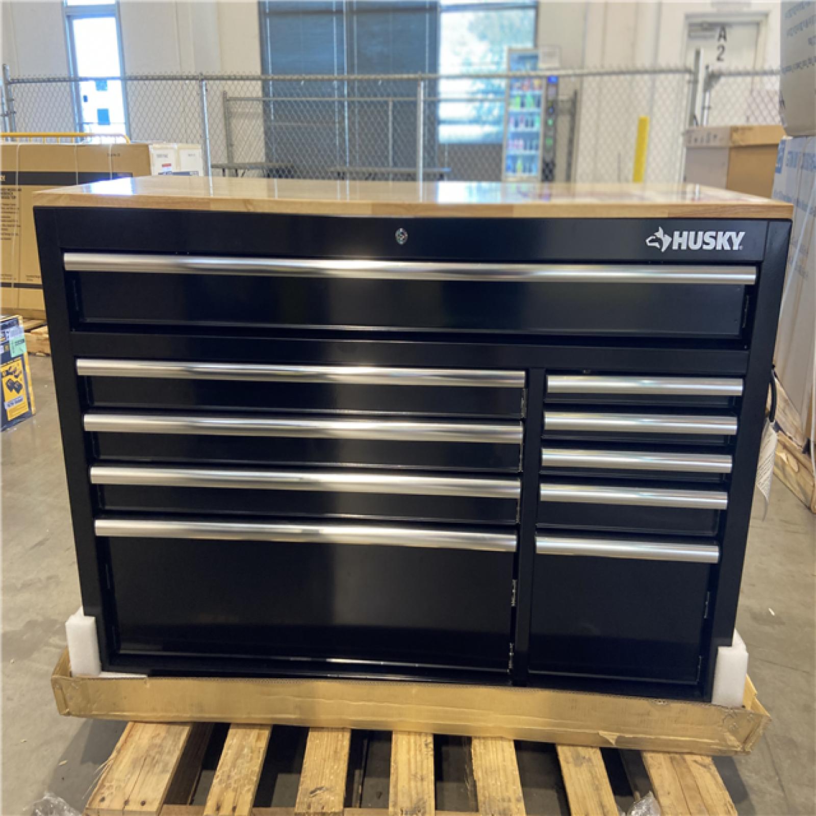 DALLAS LOCATION - Husky Modular Tool Storage 52 in. W x 20 in. D Standard Duty Black Mobile Workbench Cabinet