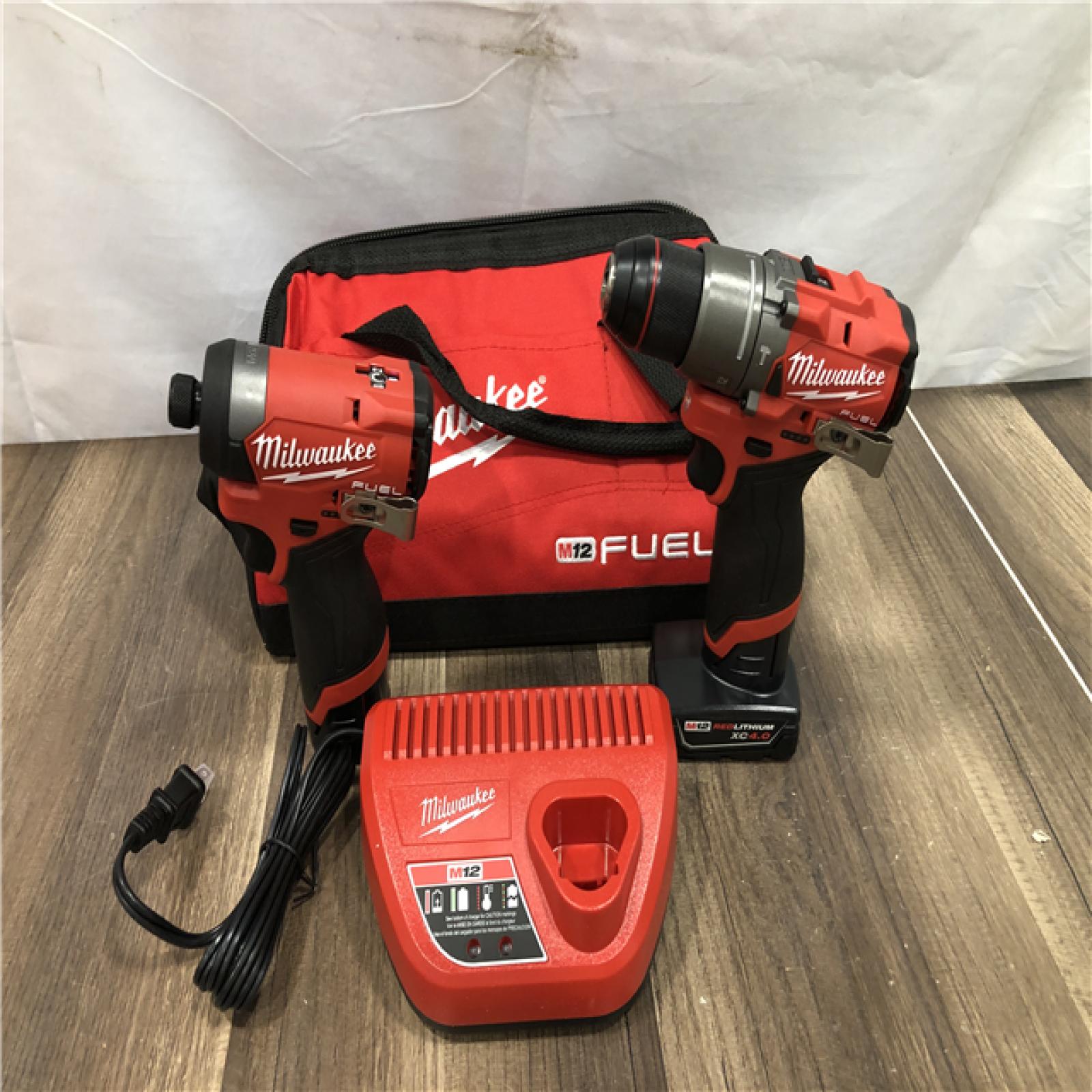 AS-IS Milwaukee FUEL 12-Volt Lithium-Ion Brushless Cordless Hammer Drill and Impact Driver Combo Kit