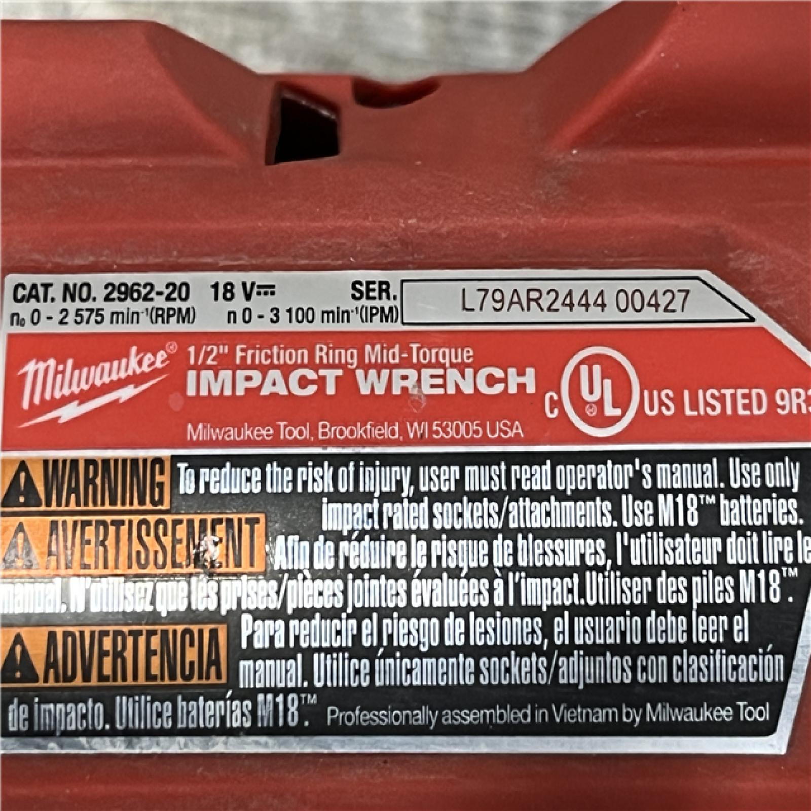 AS-IS Milwaukee FUEL Gen-2 18V Lithium-Ion Brushless Cordless Mid Torque 1/2 in. Impact Wrench w/Friction Ring (Tool-Only)