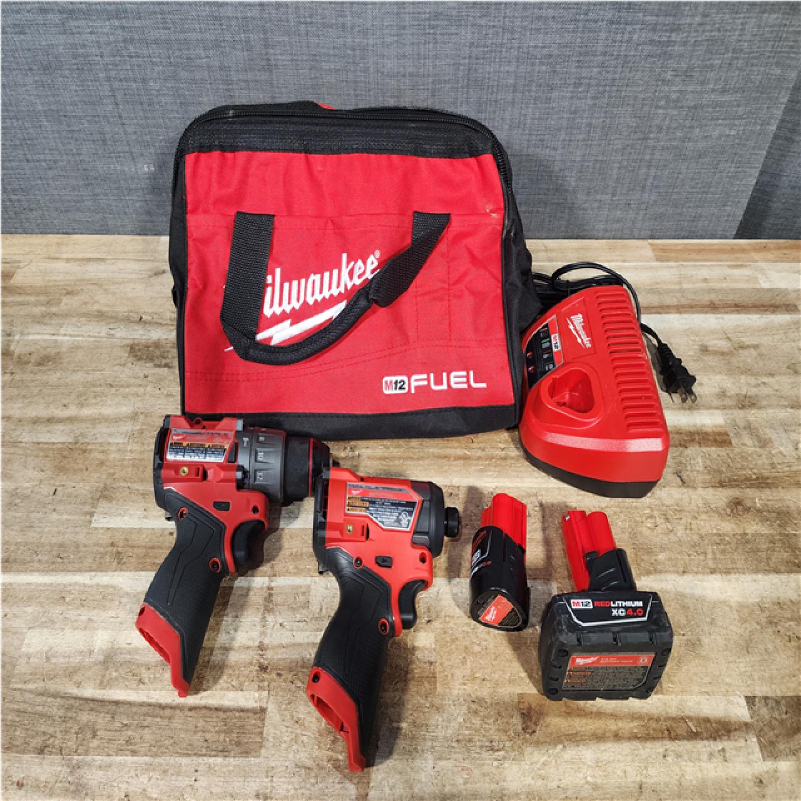 Houston Location AS-IS Milwaukee FUEL 12-Volt Lithium-Ion Brushless Cordless Hammer Drill and Impact Driver Combo Kit
