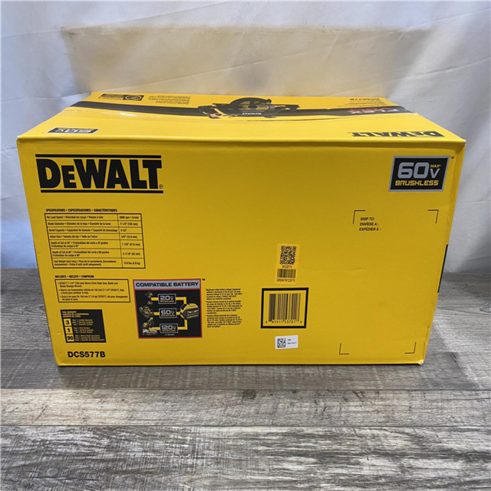 NEW - DEWALT FLEXVOLT 60V MAX Cordless Brushless 7-1/4 in. Wormdrive Style Circular Saw (Tool Only)