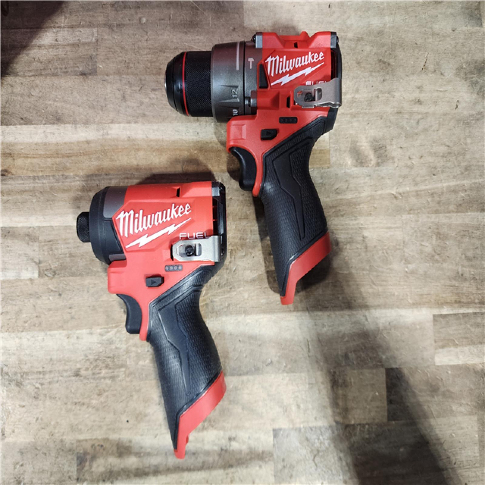 HOUSTON LOCATION - AS-IS Milwaukee FUEL 12-Volt Lithium-Ion Brushless Cordless Hammer Drill and Impact Driver Combo Kit