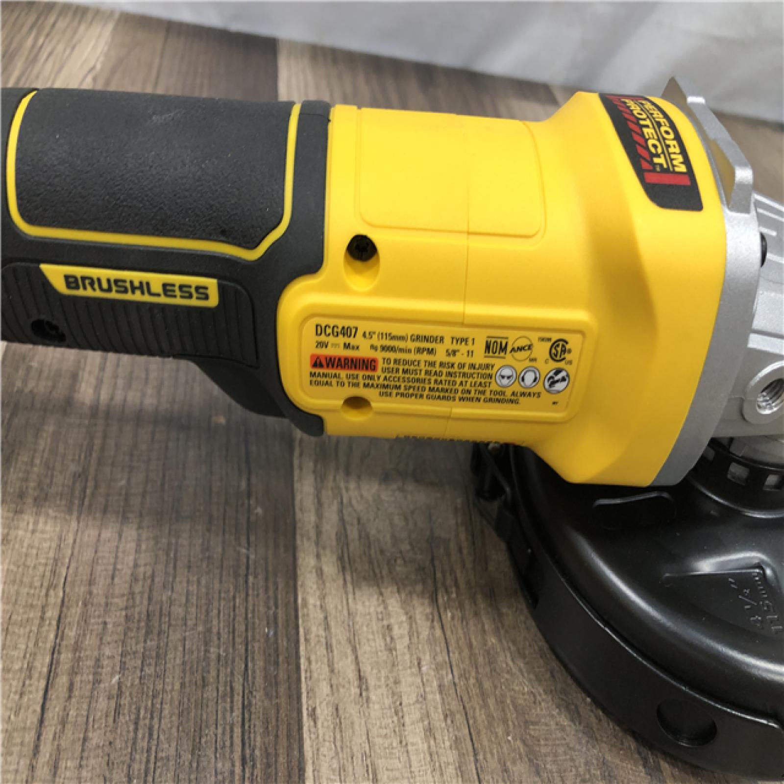 AS-IS DEWALT 20-Volt MAX Cordless Brushless 4-1/2 in. Angle Grinder with Slide Switch (Tool Only)
